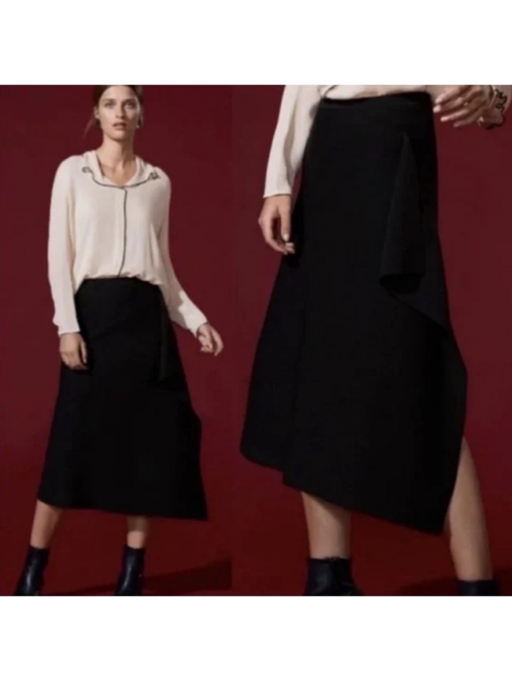 Aritzia Babaton Asymmetrical Black Pamella Skirt